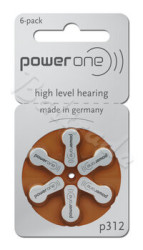 6 x baterie do aparatów słuchowych Power One Varta 312