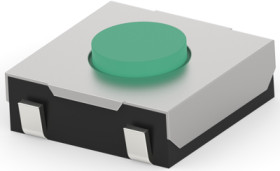 Short-stroke pushbutton, Form A (N/O), 50 mA/24 VDC, unlit , actuator (black, L 0.5 mm), 0.98 N, J-hook, 1571625-3