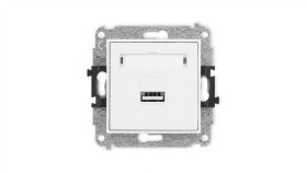 Mini Mechanizm Ładowarki Usb Pojedynczej, 5V, 1A Biały Mat 25Mcusb-1