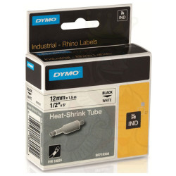 DYMO S0718300 / 18055 Heat Shrink Tubing 12mm x 1.5m Black on White