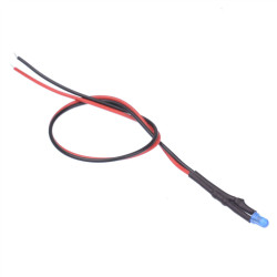 Blue 3mm Prewired Diffused LED 20cm Cable 12V