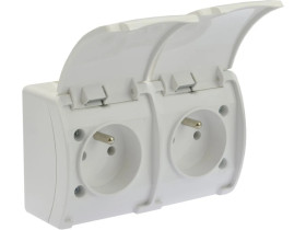 Gniazdo hermetyczne podwójne 2x 2P+Z natynkowe IP44 białe Koala 162-01 61.380