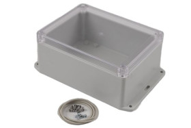 Obudowa ogólnego użytku Poliwęglan szerokość zew. 125 mm długość zew. 165 mm wys. zew. 75 mm Hammond IP65 Jasnoszary