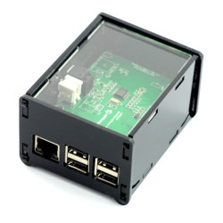 Obudowa do HiFiBerry Digi+, DAC+ RCA i Raspberry Pi Model 3B+/3B/2B czarno-przezroczysta