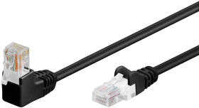 CAT 5eKabel łączący 1x 90 pod kątem,U/UTP, Czarny - Długość kabla 1 m