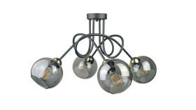 Lampa Sufitowa Nowoczesna 4Xe27 Ring Black/Gold