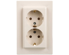 Gniazdo podwójne Asfora SCHUKO kremowe z ramką EPH9900123