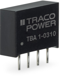DC converter, 2.97-3.63 VDC, 1 W, 1 output, 5 VDC, 76 % efficiency, TBA 1-0311
