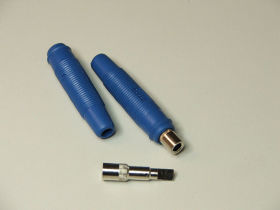 Gniazdo bananowe kabl. 4mm 25.430.5 niebieskie;niklowane;24A;30V