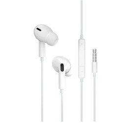 Słuchawki przewodowe JACK 3.5mm z mikrofonem 1.2m Białe