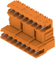 Pin header, 16 pole, pitch 5.08 mm, angled, orange, 1726340000