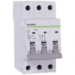 Wyłącznik nadprądowy S bezpiecznik 3-fazowy C32 (C 32A) 3-biegunowy 3P (400V AC) 2,25 modułu SLIM NOARK