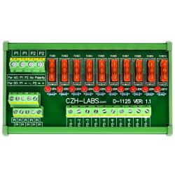 CZH-LABS DIN Rail Mount AC/DC 5~32V 10 Position Power Distribution Fuse Module Board.
