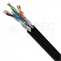 Kabel sieciowy U/FTP kat.6A skrętka 4x2x0,57mm zewnętrzny żelowany PE czarny Alantec