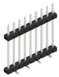 Pin header, 9 pole, pitch 2 mm, angled, black, SLY11SMD1339Z