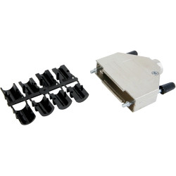 D-Sub connector housing, size: 3 (B), straight 180°, cable Ø 4 to 13 mm, zinc die casting, metal, 165X02629X
