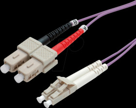 21158768 LWL patch cable, LC duplex/SC duplex, OM4, 50/125 µm, violet, 10