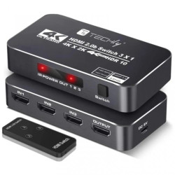 Przełącznik switch HDMI 2.0b 3x1 4K60Hz z pilotem IDATA HDMI2-4K3160B