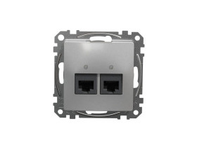 SEDNA DESIGN & ELEMENTS Gniazdo komputerowe 2xRJ45 kat.5e UTP srebrne aluminium SDD113452 SCHNEIDER ELECTRIC