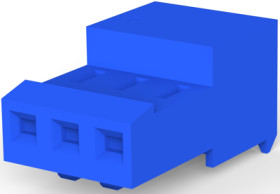 Socket housing, 3 pole, pitch 2.54 mm, angled, blue, 3-641536-3