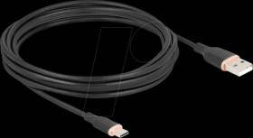 81228 USB 2.0 cable, A plug &gt; C plug, silicone, black, 4.0 m