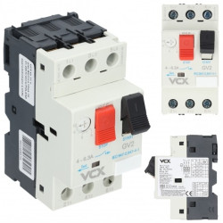 Wyłącznik silnikowy termiczny 4,0-6,3A 3-biegunowy 3P (230/400V AC) 3-modułowy GV-2 VCX