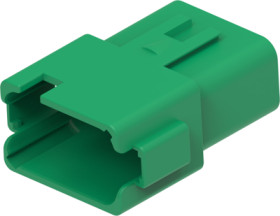 Plug, unequipped, 12 pole, straight, 2 rows, green, DT04-12PC-B016