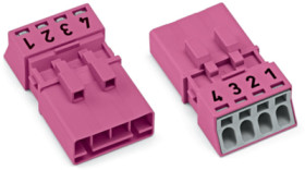 Plug, 4 pole, push-in, 1.5 mm², pink, 890-294