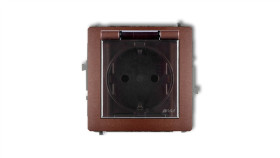 Deco Gniazdo Bryzgoszczelne Z/U Schuko (Klapka Dymna) Brązowy Metalik 9Dgpb-1Sdp