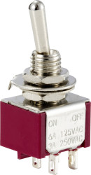 TRU COMPONENTS TC-12819616 Przełącznik dźwigienkowy, 1 x wł/wył, 125 V/AC, 250 V/AC, 6 A, 1 szt.