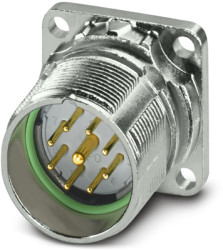 Surface-mounting plug, M23, 9 pole, solder connection, standard/ONECLICK quick locking system, straight, 1339323