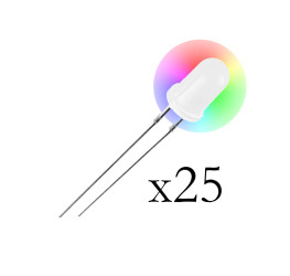 Opencircuit RGB 5mm rainbow diffused leds - fast - 25 pcs