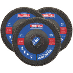 Faithfull FAIFD12540Z3 Zirconia Abrasive Jumbo Flap Disc 125 x 22mm 40 Grit 3Pk