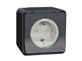 MUREVA STYL Gniazdo pojedyncze z uziemieniem schuko (zaciski śrubowe) IP55 antracyt MUR36731 SCHNEIDER ELECTRIC