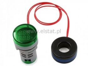 Woltomierz amperomierz; 380V; 28mm 0-100A; zielony