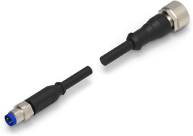 Sensor actuator cable, M8-cable plug, straight to M12-cable socket, straight, 4 pole, 1 m, PVC, black, 4 A, 1-2273109-3