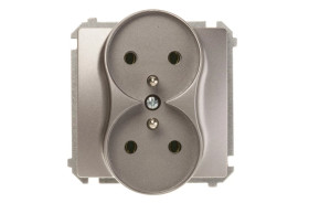 Simon Basic Gniazdo podwójne z/u 16A IP20 stal inox BMGZ2M.01/21