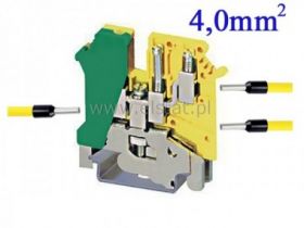 Złączka uziemiająca, śrubowa, piętrowa, 4mm2 żółto