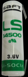 LS-14500CNR Lithium battery, AA, 3.6 V, 2.6 Ah, solder lug