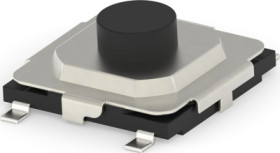 Short-stroke pushbutton, 1 Form A (N/O), 50 mA/12 VDC, unlit , actuator (black), 1.6 N, SMD, 2337238-3