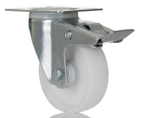 Koło samonastawne średnica kabla 100mm Płyta RS PRO 125kg wysokość całkowita 128mm