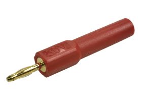 Adapter; Amass; 26.452.1; (M/F) wtyk bananowy 2mm / gniazdo bananowe 4mm; czerwony; 44,5mm; 36A; 60V; mosiądz złocony; PA; RoHS;