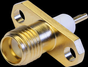 100024703 SMA fitted socket with flange, gold-plated