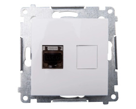 Simon 54 Gniazdo komputerowe pojedyncze RJ45 kat.6 ekranowane z przesłoną białe D61E.01/11
