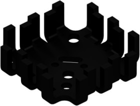 Finger shaped heatsink, (L x W x H) 45 x 45 x 12.7 mm, 8 K/W, black anodized, 10034943