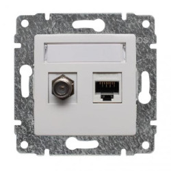 VENA Gniazdo - złącze TV żeńskie typ F i komputerowe biały 510470