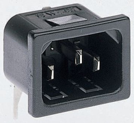 Złącze IEC IEC C14, na Zatrzask Męski 10A Kąt Proste liczba bezp None Lutowane Bulgin