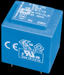 VC 3,2/2/6 Transformer 3.2 VA, 2 x 6 V, 2 x 267 mA
