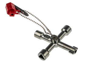 Klucz krzyżakowy do szaf sterowniczych RS PRO liczba profili 4 Klucz do szafki sterowniczej