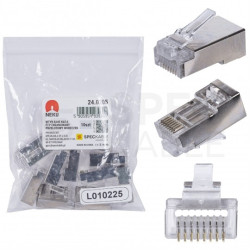 Wtyk modularny RJ45 8P8C kat.6 ekranowany FTP uniwersalny drut linka przelotowy NEKU opakowanie WORECZEK 10szt.